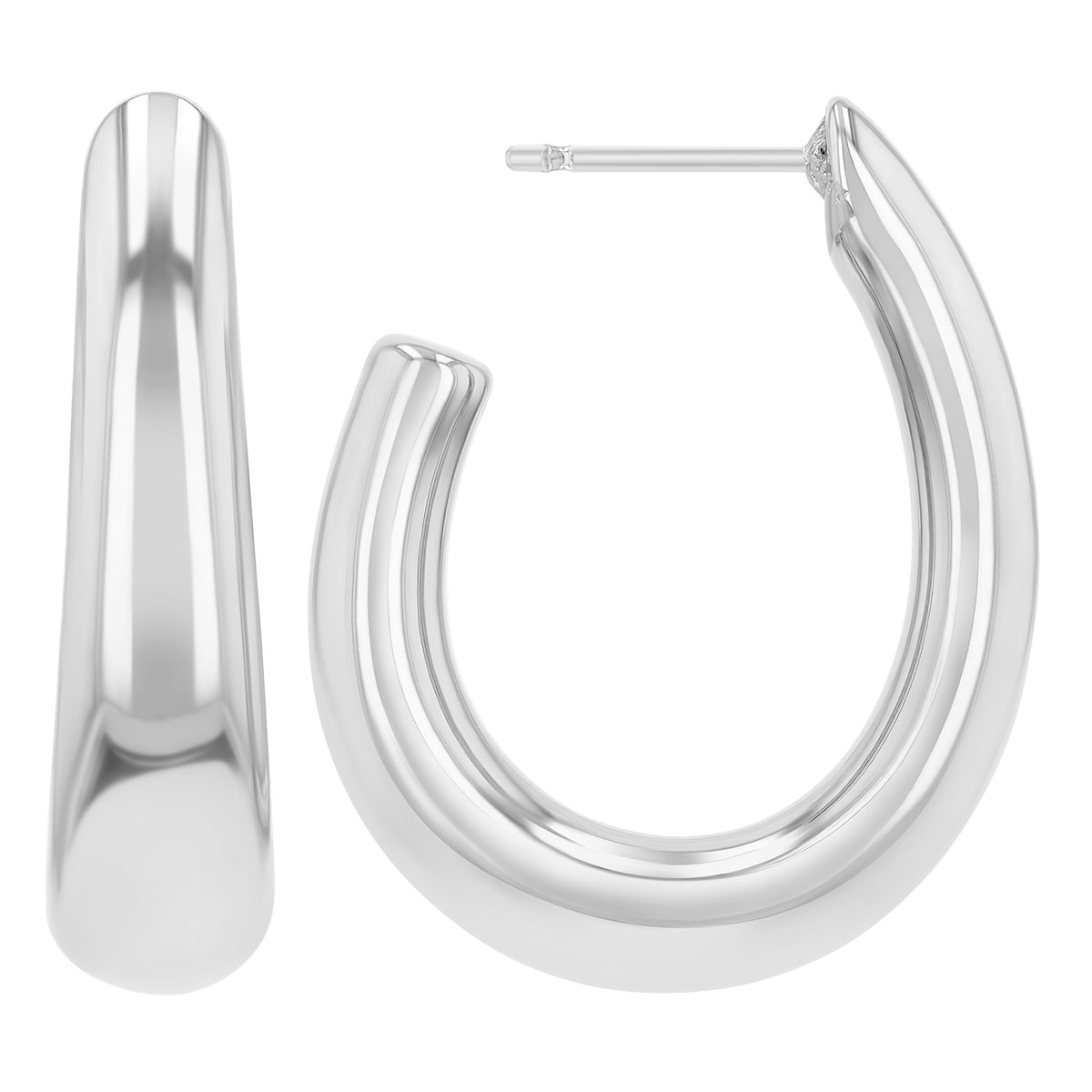Sterling Silver Oval Open Hoop Earrings