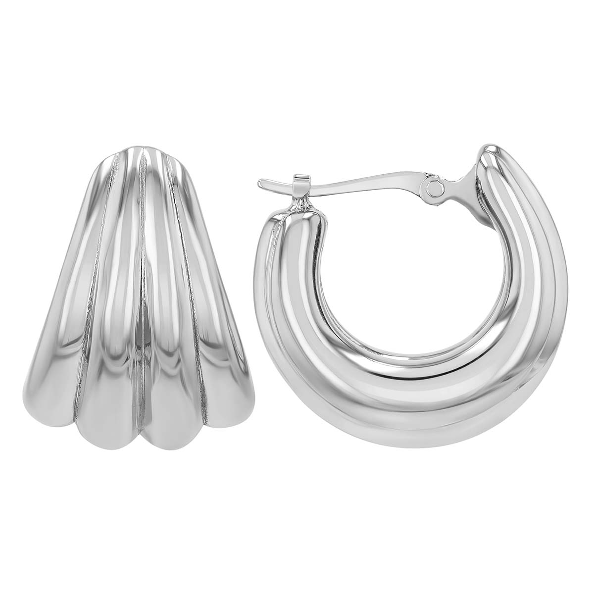 Sterling Silver Layered Wide Huggie Hoop Earrings