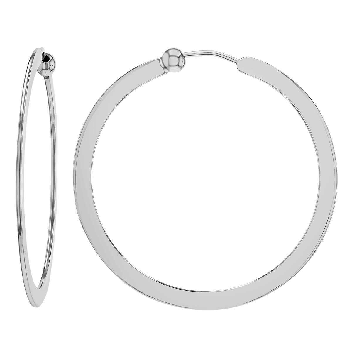 Sterling Silver Flat Edge Hoop Earrings