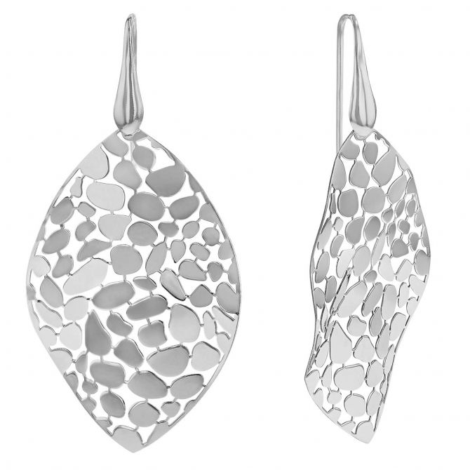 Sterling Silver Leaf Mosaic Dangle Earrings