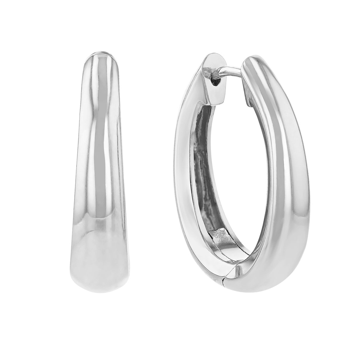 Sterling Silver Oval Hoop Earrings, 24mm