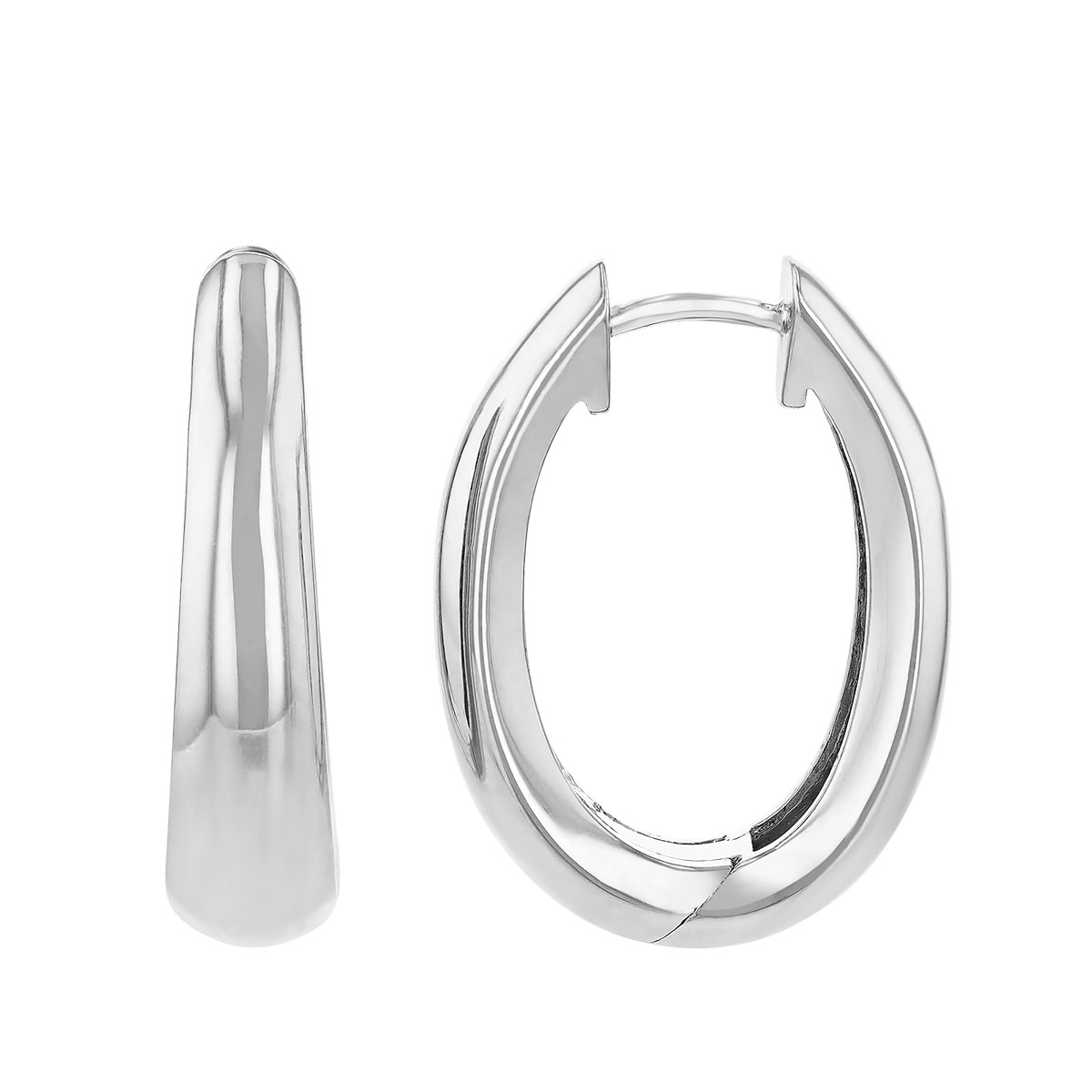 Sterling Silver Oval Hoop Earrings, 24mm