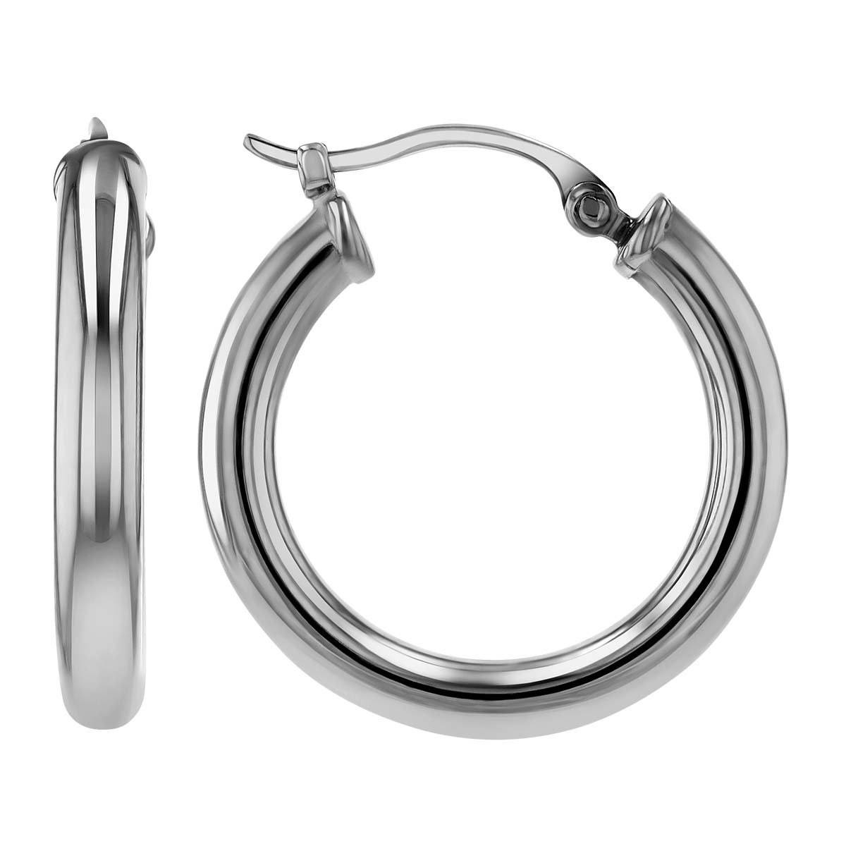 Sterling Silver Rounded Huggie Hoop Earrings, 20 mm