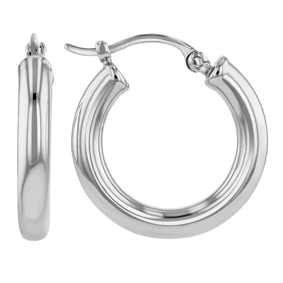 Sterling Silver Rounded Huggie Hoop Earrings, 18 mm