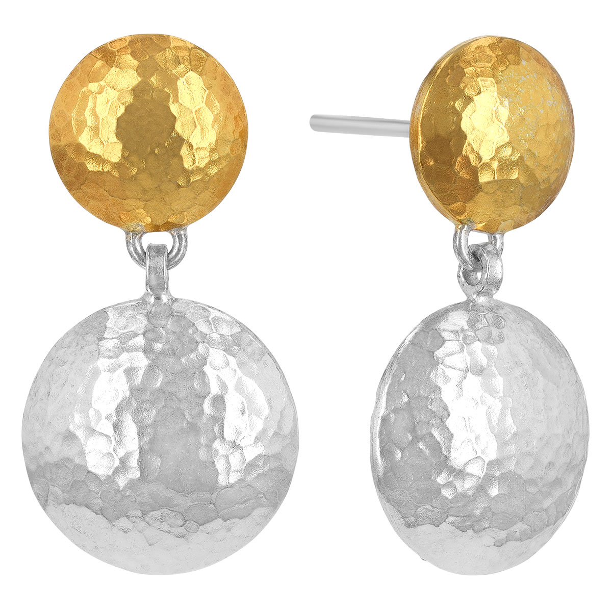 Gurhan Yellow Tone & Sterling Silver Double Circle Dangle Earrings
