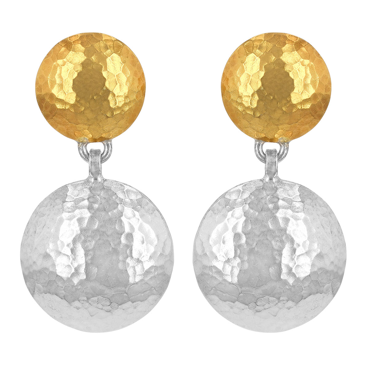 Gurhan Yellow Tone & Sterling Silver Double Circle Dangle Earrings