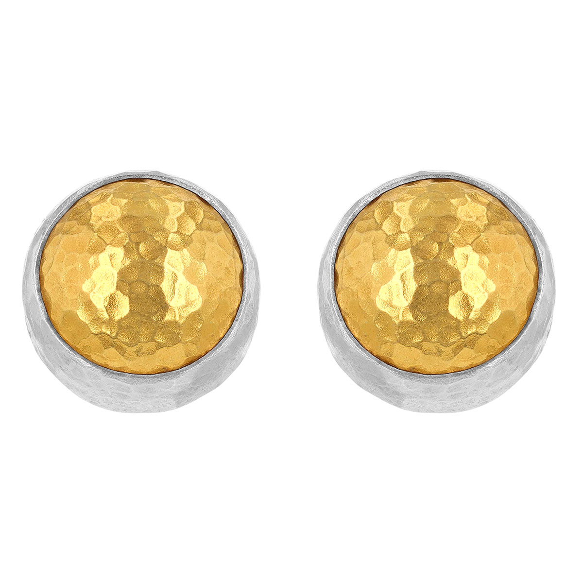Gurhan Yellow Tone & Sterling Silver Domed Stud Earrings, 9 mm