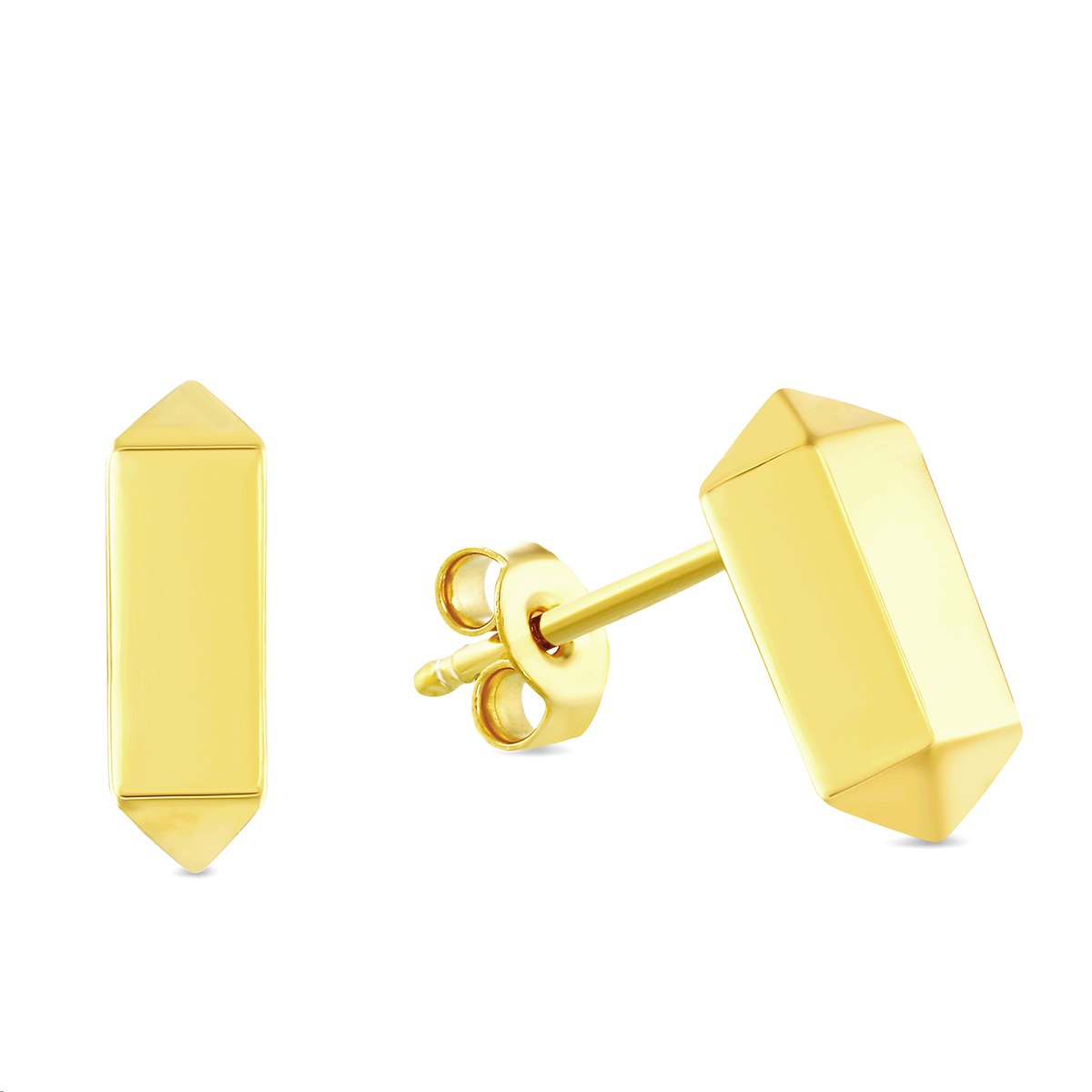 Sterling Silver & Yellow Tone Double Pyramid Earrings