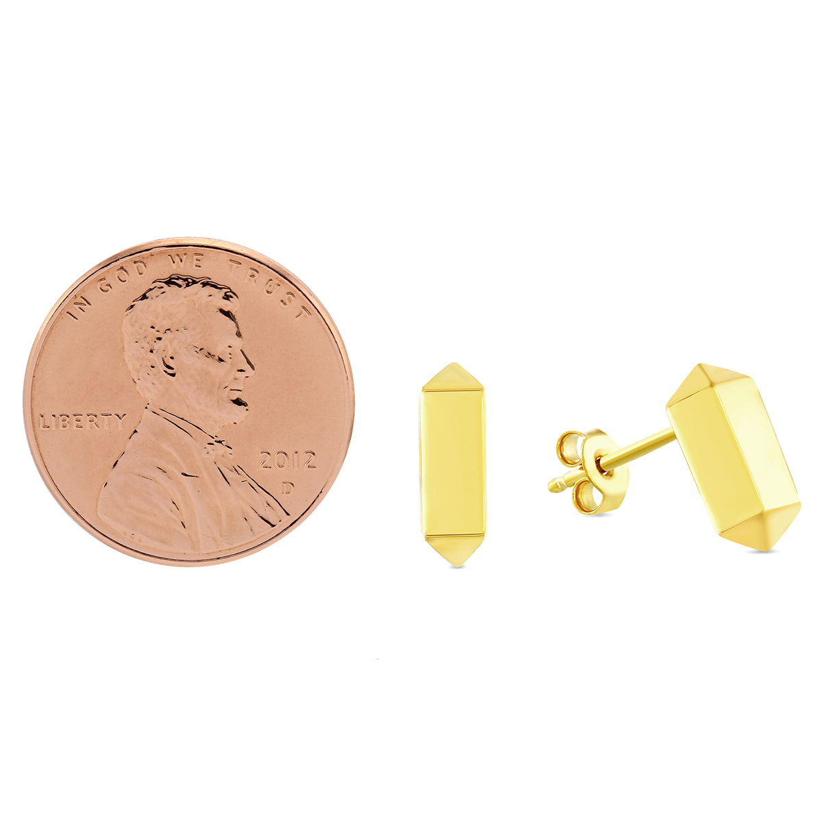 Sterling Silver & Yellow Tone Double Pyramid Earrings