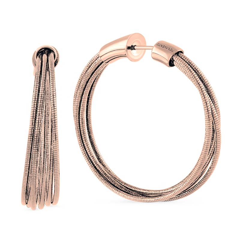 Pesavento Rose Tone Sterling Silver DNA Spring Wire Small Hoop Earrings