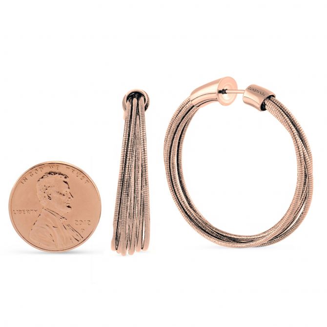 Pesavento Rose Tone Sterling Silver DNA Spring Wire Small Hoop Earrings