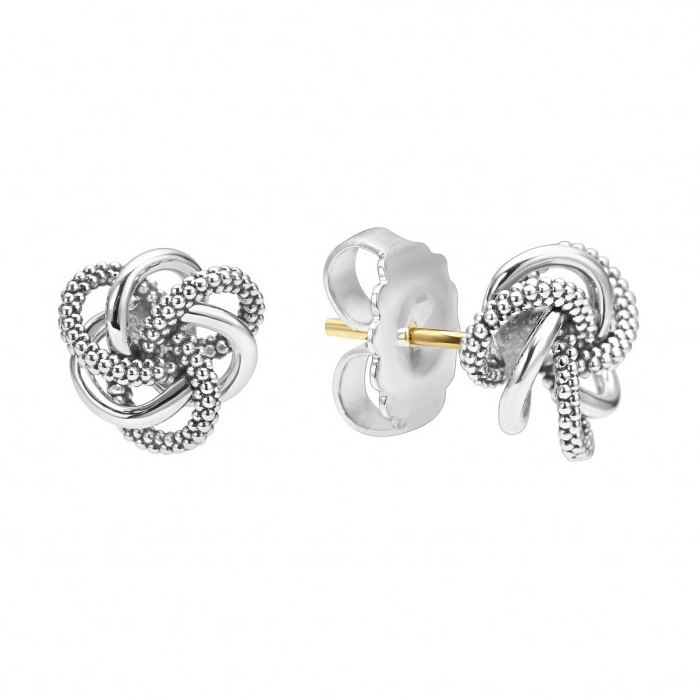 LAGOS Sterling Silver 10mm Love Knot Stud Earrings with 14K Yellow Gold Posts