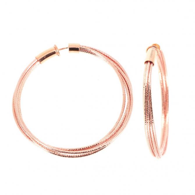 Pesavento Rose Tone Sterling Silver 5 Strand DNA Spring Hoop Earrings, Medium