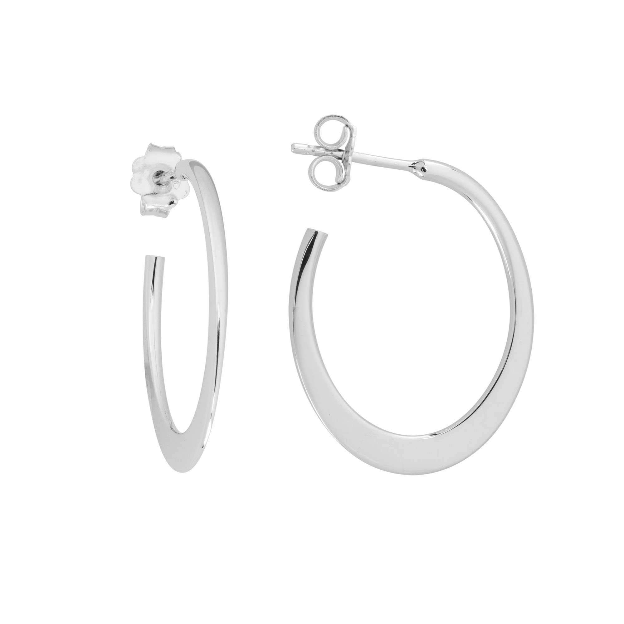 ★ENGBROX★ [silver925] flat oval hoop earring Sterling Silver Flat Oval Hoop Earrings, 27mm | Borsheims