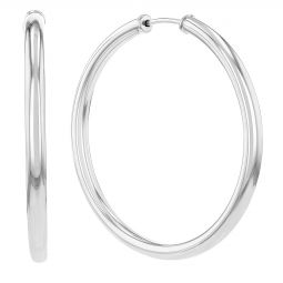Image for Sterling Silver Endless Tube Hoop Earrings, 40 mm