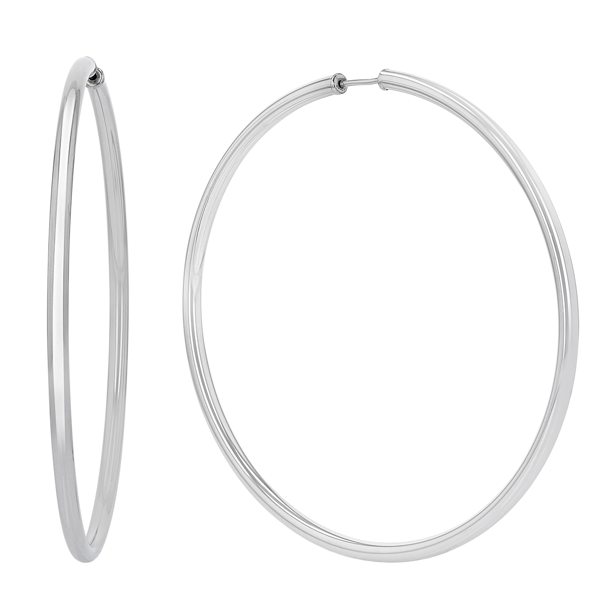 Sterling Silver Endless Hoop Earrings, 70 mm