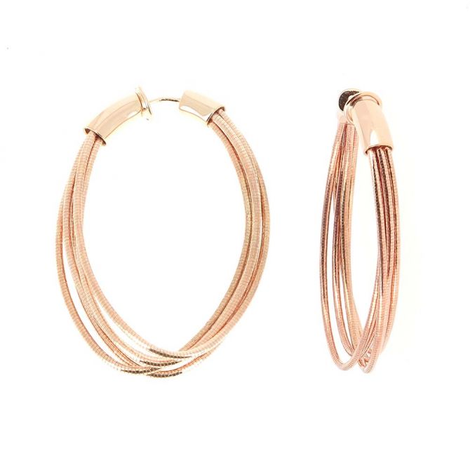 Pesavento Rose Tone Sterling Silver DNA Spring 5 Strand Small Oval Hoop Earrings