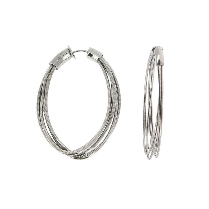 Pesavento Sterling Silver DNA Spring 5 Strand Small Oval Hoop Earrings