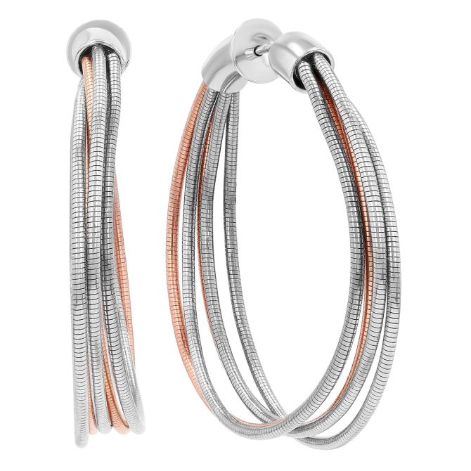 Pesavento DNA Spring Multi Strand Hoop Earrings in Sterling Silver & Rose Tone
