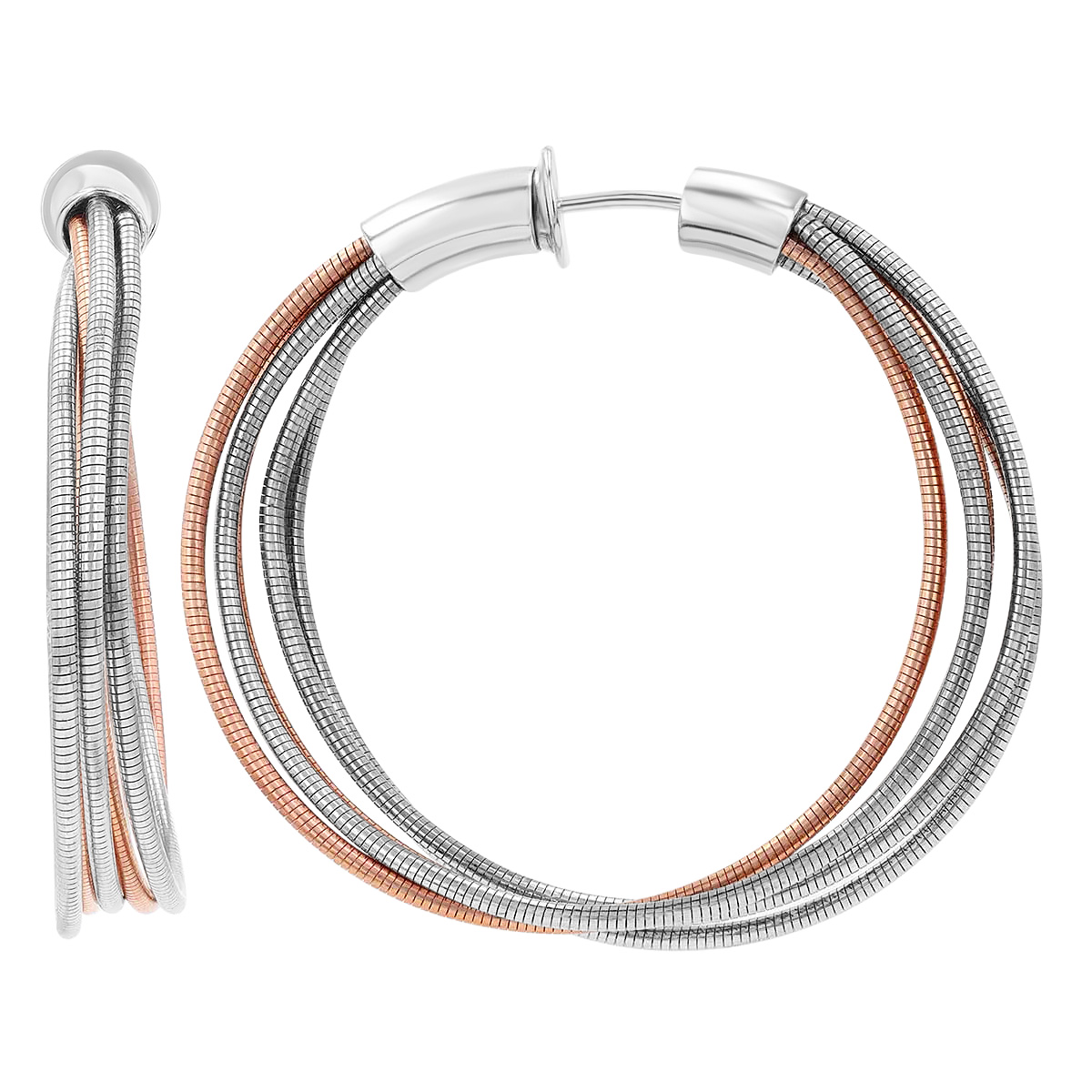 Pesavento DNA Spring Multi Strand Hoop Earrings in Sterling Silver & Rose Tone