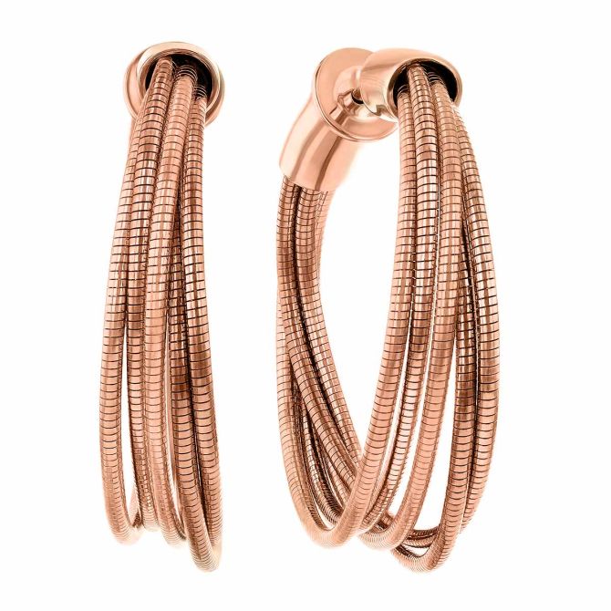 Pesavento Rose Tone Sterling Silver 5 Strand DNA Spring Mini Hoop Earrings