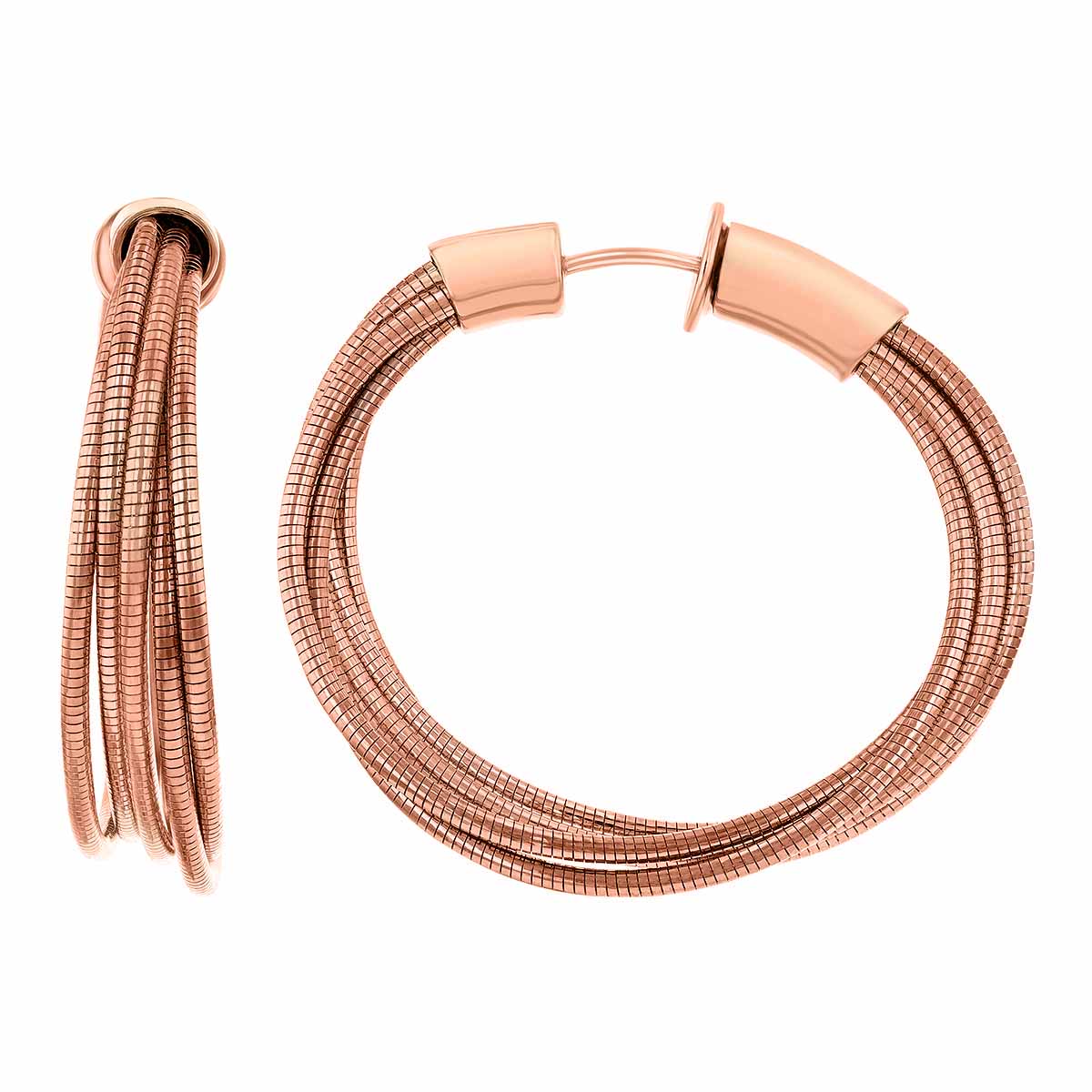 Pesavento Rose Tone Sterling Silver 5 Strand DNA Spring Mini Hoop Earrings