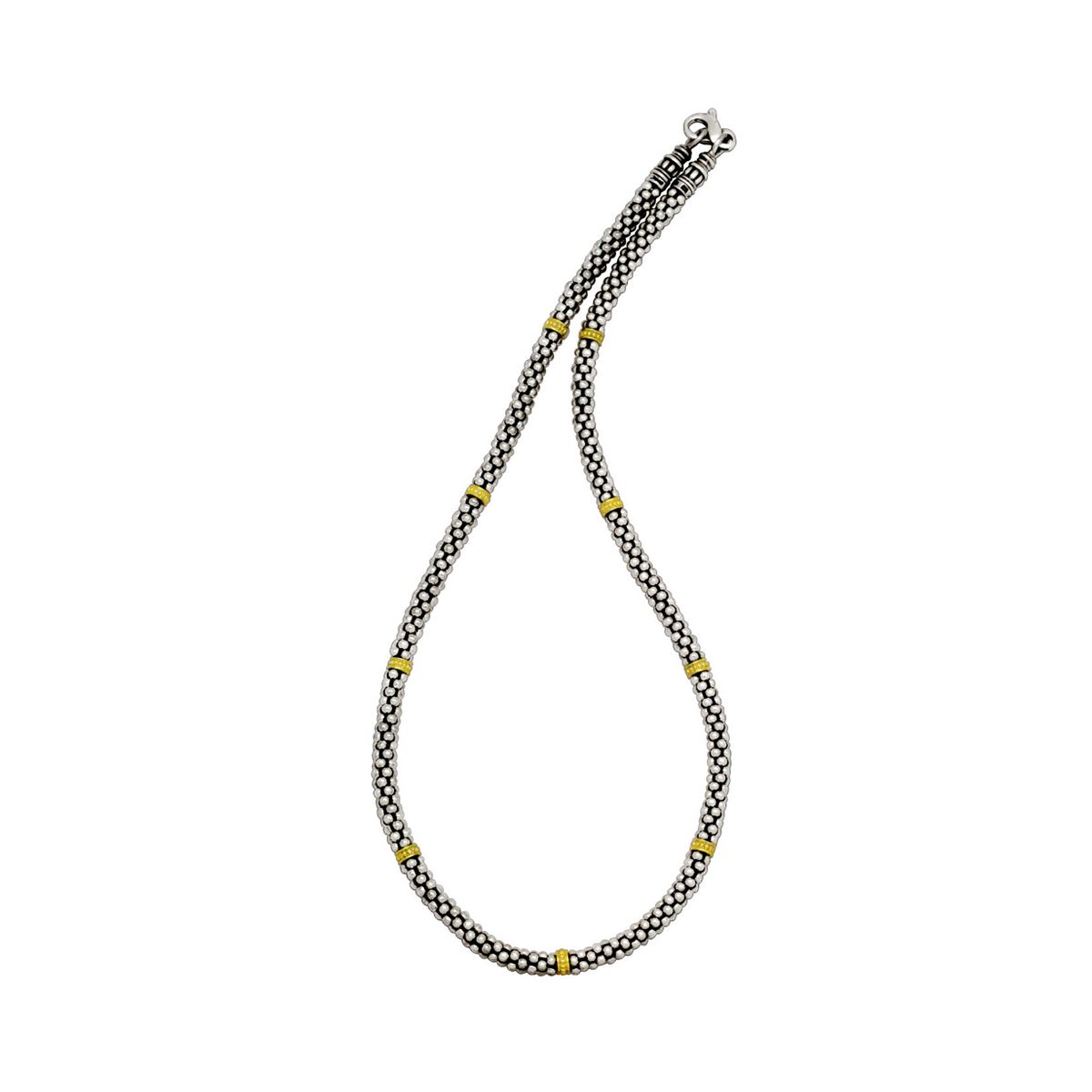 LAGOS Sterling Silver & 18K Yellow Gold Caviar Beaded Rope Station Necklace, 16