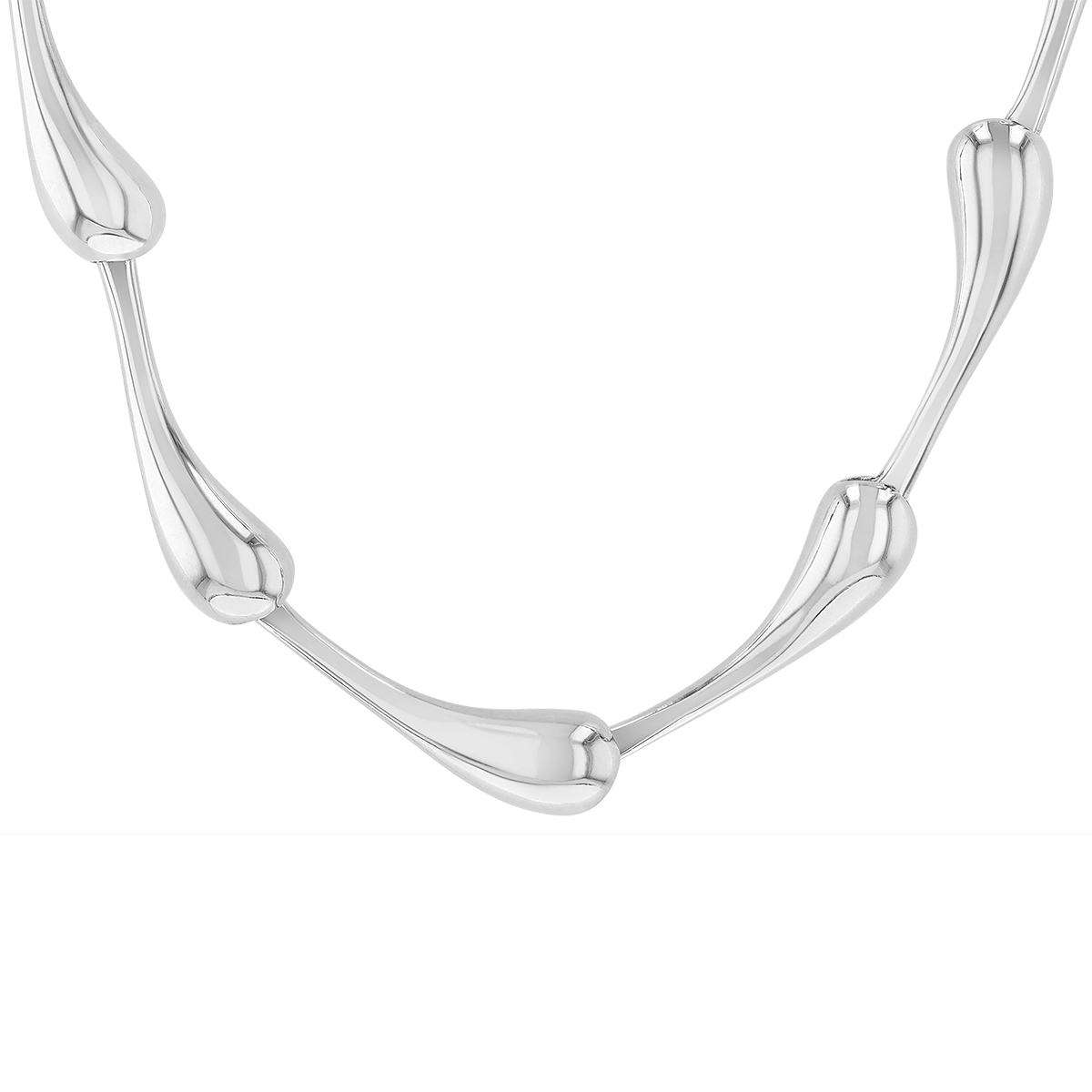 Sterling Silver Solid Teardrop Necklace, 18.5