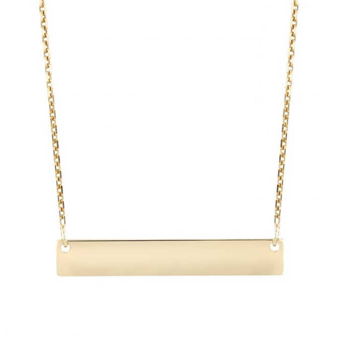 Yellow Tone Sterling Silver Mini Name Plate Necklace, 18"