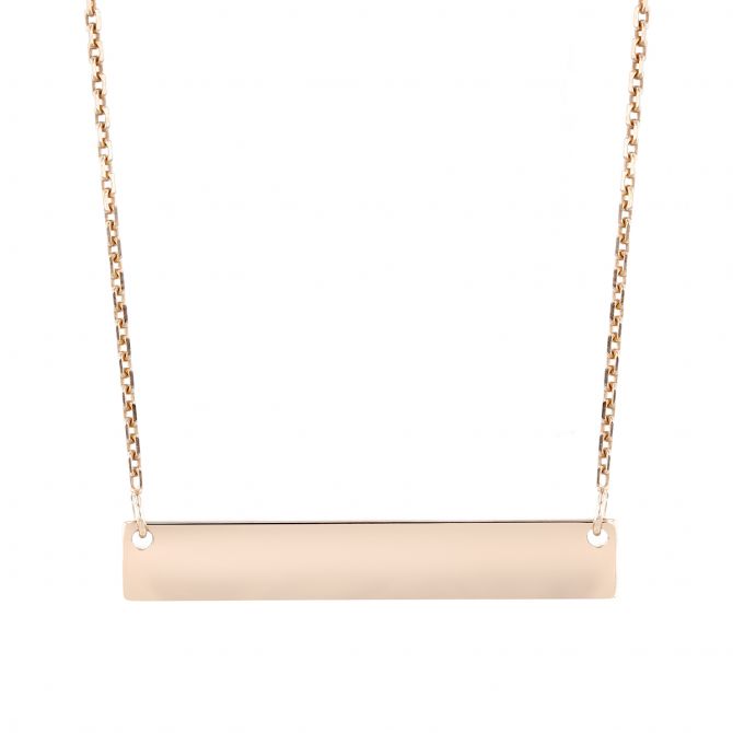 Rose Tone Sterling Silver Mini Name Plate Necklace, 18"