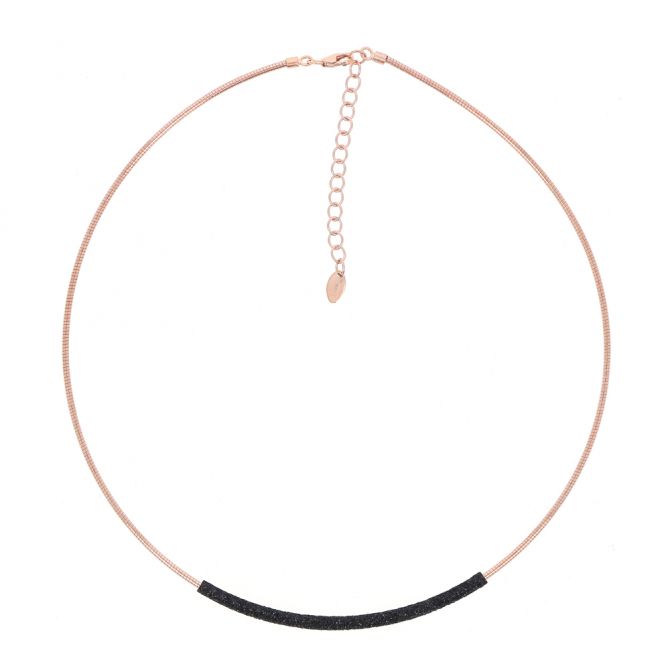 Pesavento Rose Tone Sterling Silver Strand Black Dust Necklace, 16-18"
