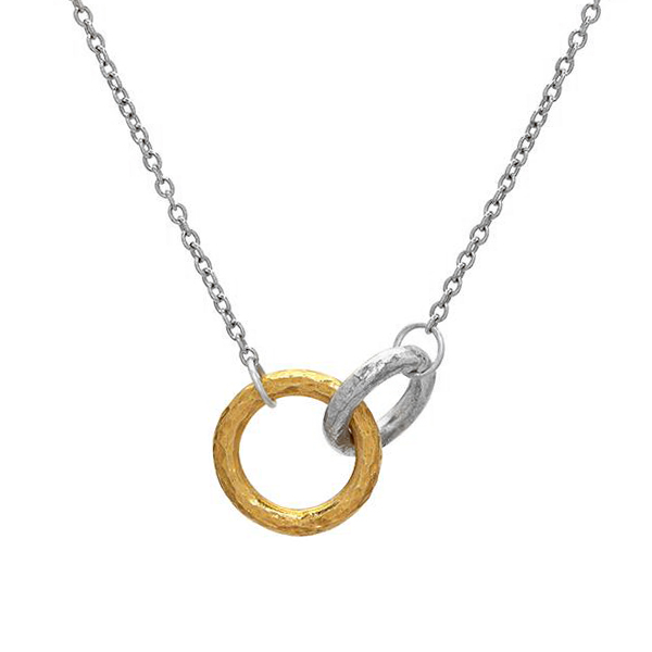 Gurhan Sterling Silver & Yellow Tone Double Interlocking Circle Necklace, 18"