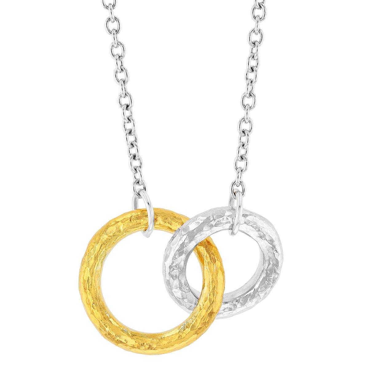 Gurhan Sterling Silver & Yellow Tone Double Interlocking Circle Necklace, 18