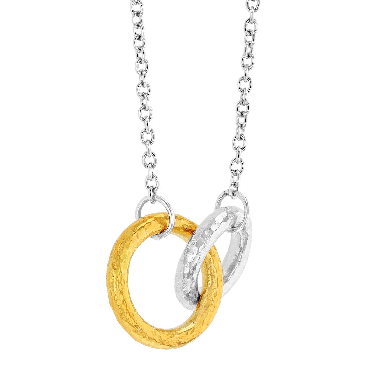 Gurhan Sterling Silver & Yellow Tone Double Interlocking Circle Necklace, 18