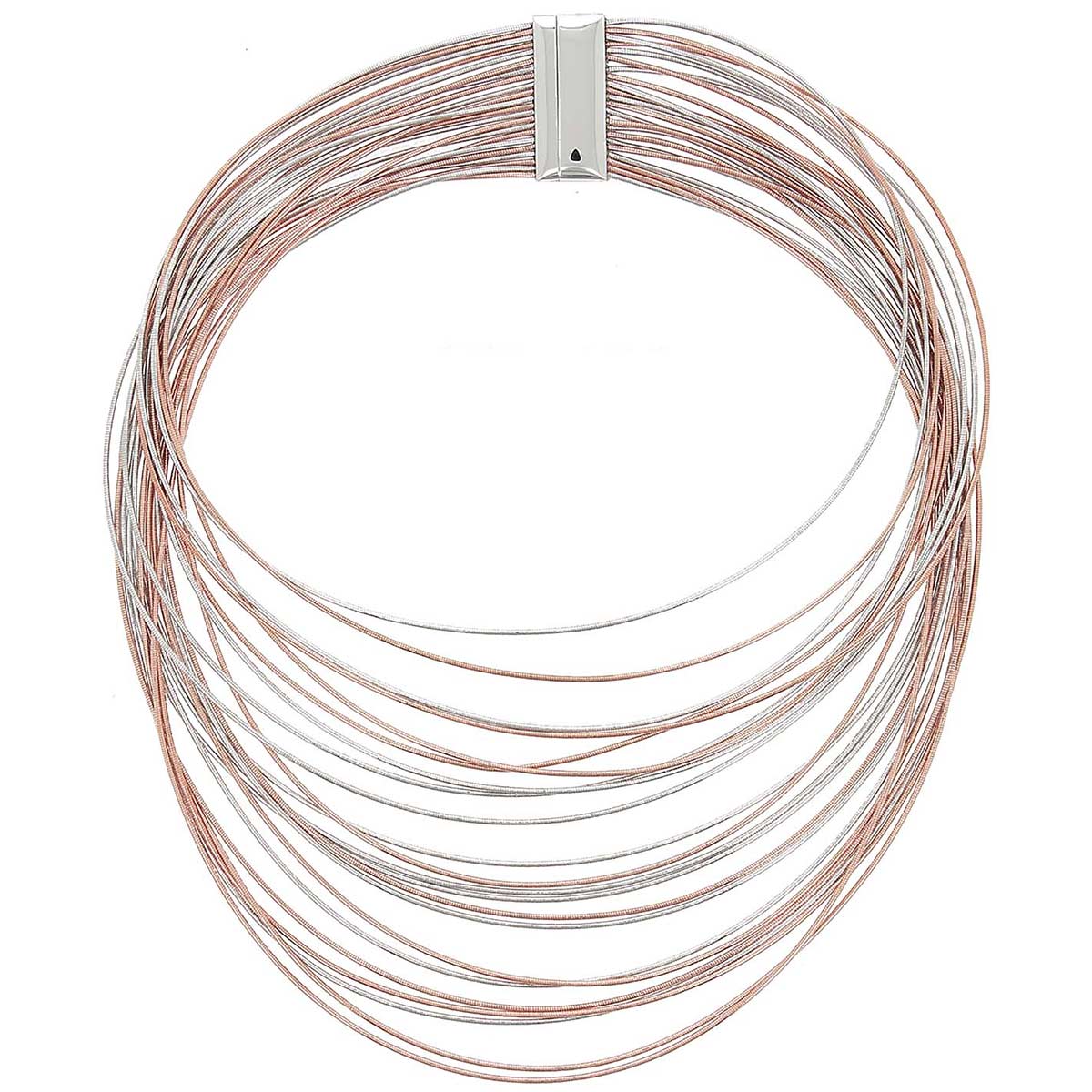Pesavento Sterling Silver & Rose Tone 22 Strand DNA Spring Necklace, 17.5