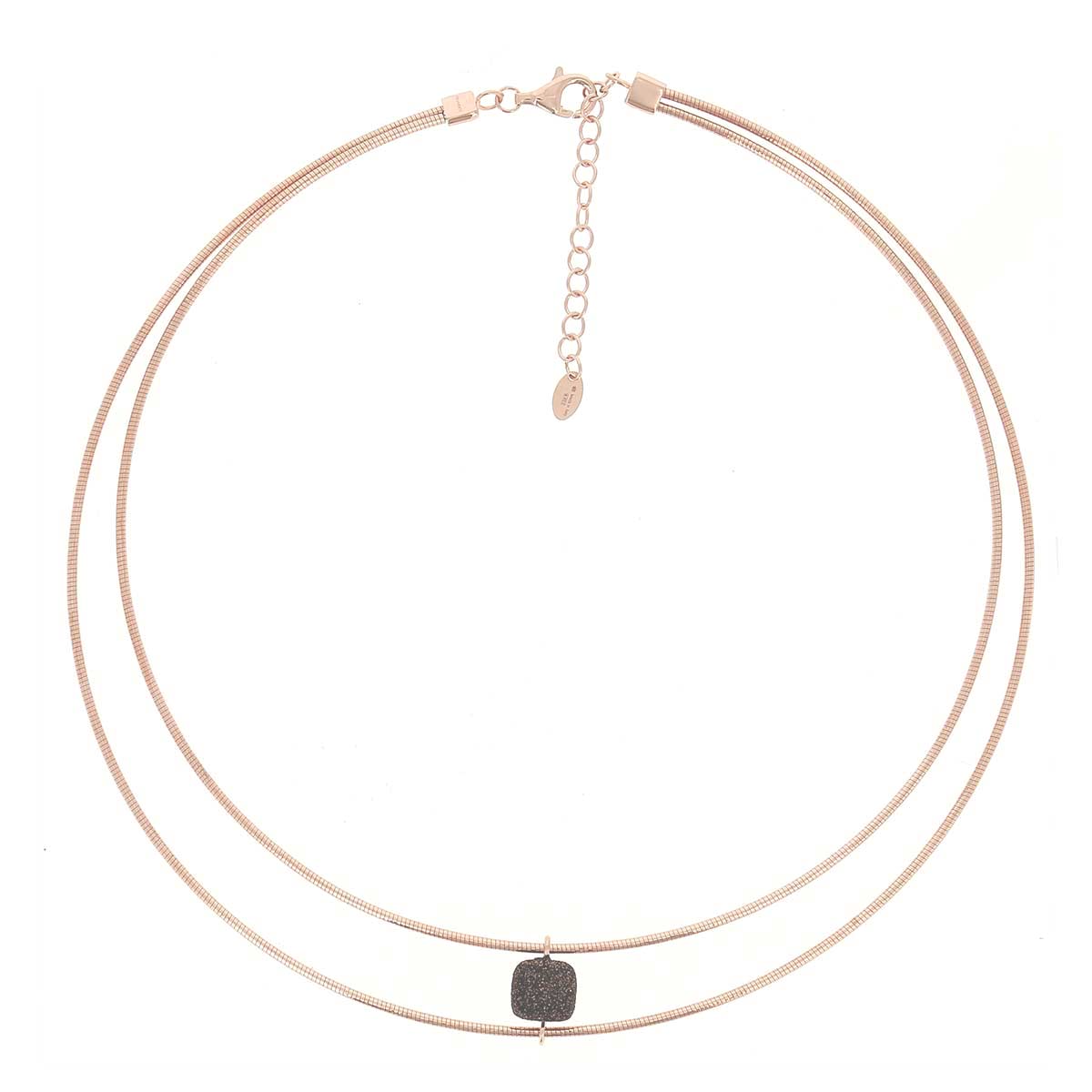 Pesavento Rose Tone Sterling Silver 2 Strand Light Brown Dust DNA Spring Adjustable Necklace