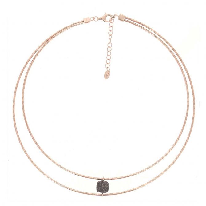 Pesavento Rose Tone Sterling Silver 2 Strand Light Brown Dust DNA Spring Adjustable Necklace