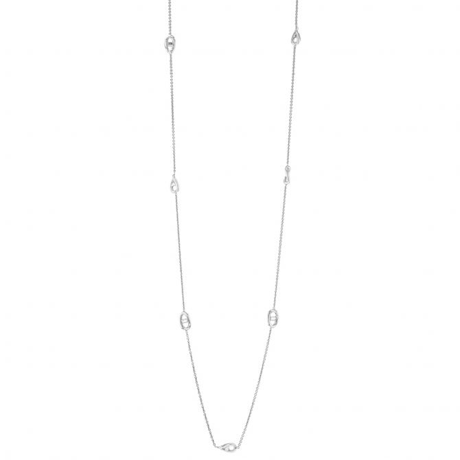 Sterling Silver Anchor Link Station Necklace, 30"