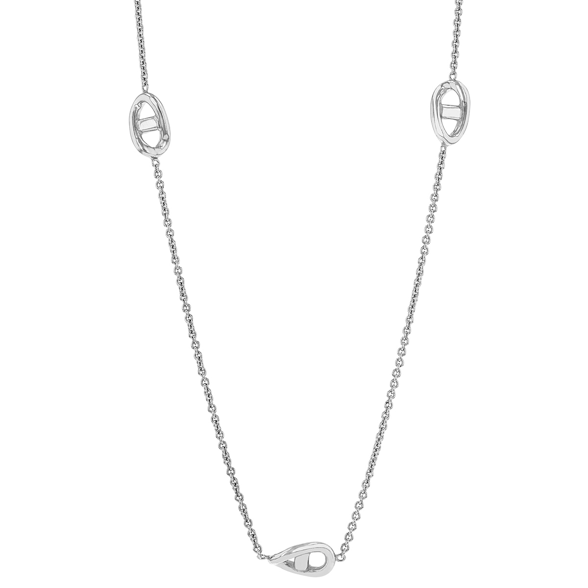 Sterling Silver Anchor Link Station Necklace, 30