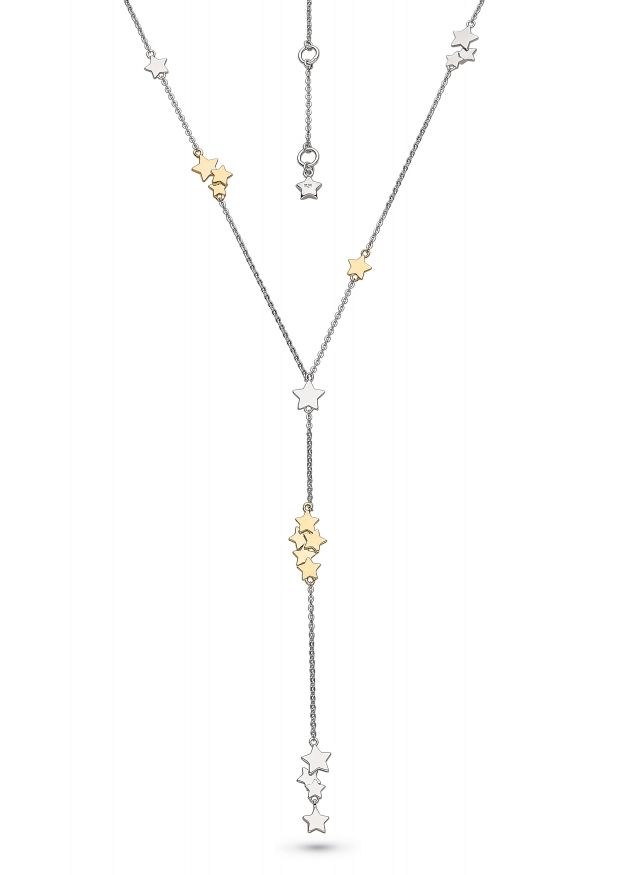 Sterling Silver & Yellow Tone Star Lariat 'Y' Necklace, 18"