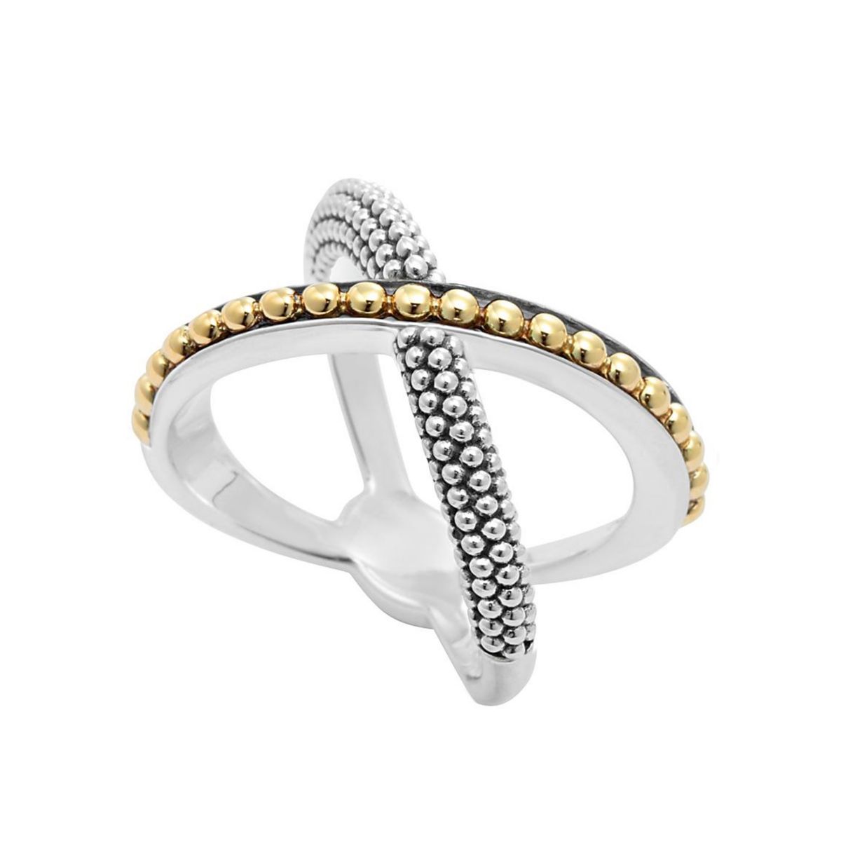 LAGOS 18K Yellow Gold & Sterling Silver Enso 'X' Ring, Size 7