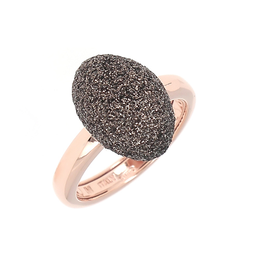 Pesavento Rose Tone Sterling Silver Dark Brown Dust Oval Ring