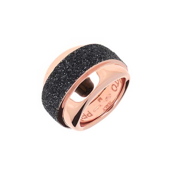Pesavento Rose Tone Sterling Silver Black Dust Center Wide Ring