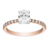 Borsheims Signature Oval Diamond Engagement Ring with Side Stones in Rose Gold, .75 ct