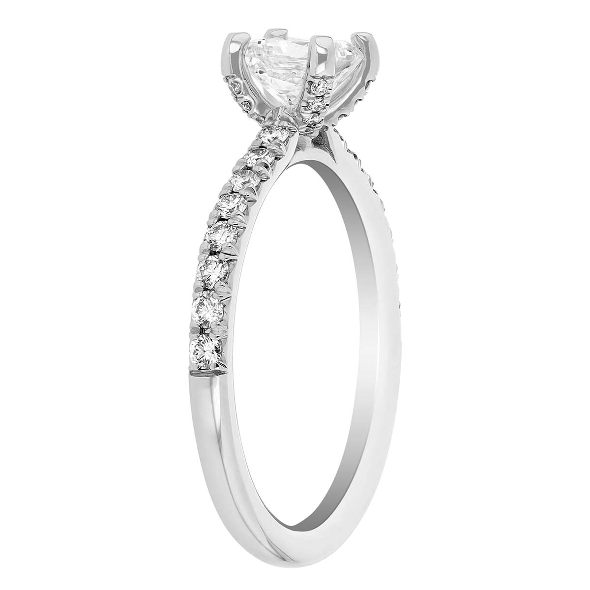 Borsheims Signature Square Diamond Engagement Ring with Side Stones in White Gold, .70 ct