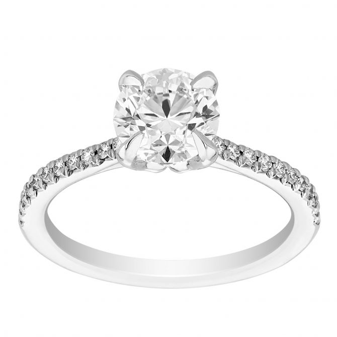 Kalahari Dream Diamond Engagement Ring with Side Stones in White Gold, 1.30 ct