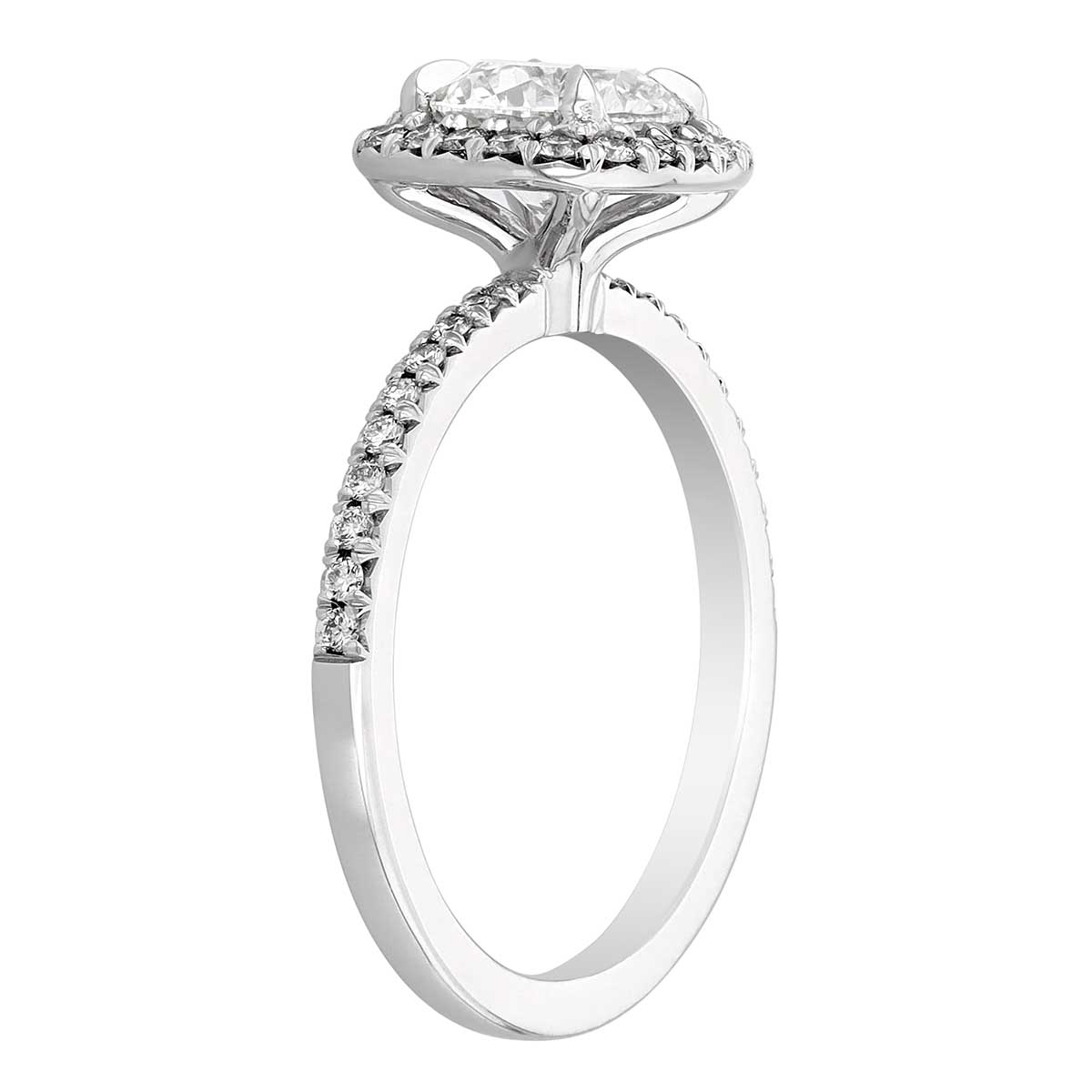Kalahari Dream Diamond Halo Engagement Ring with Side Stones in White Gold, 1.25 ct