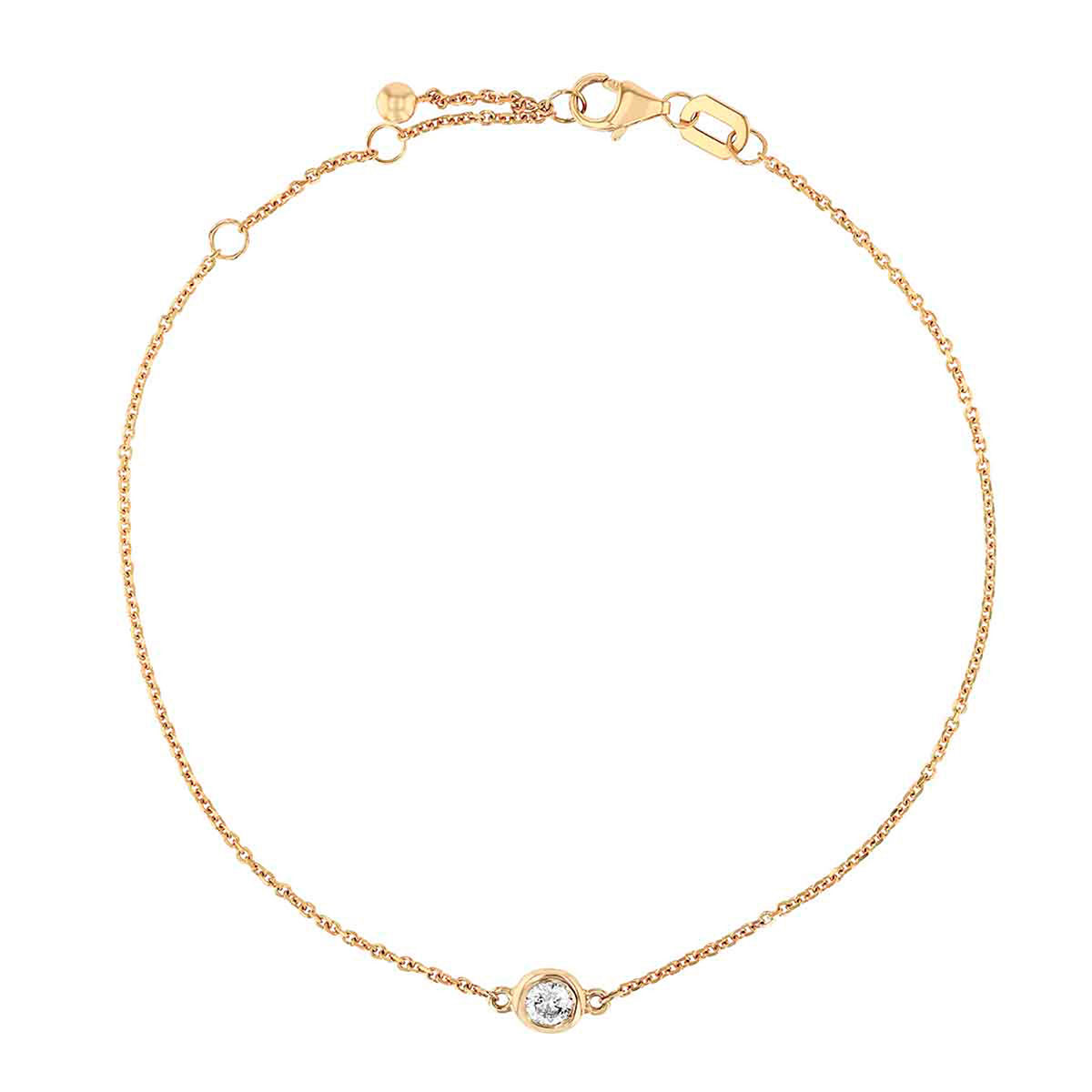 Diamond Bezel Set Single Station Bracelet in Rose Gold