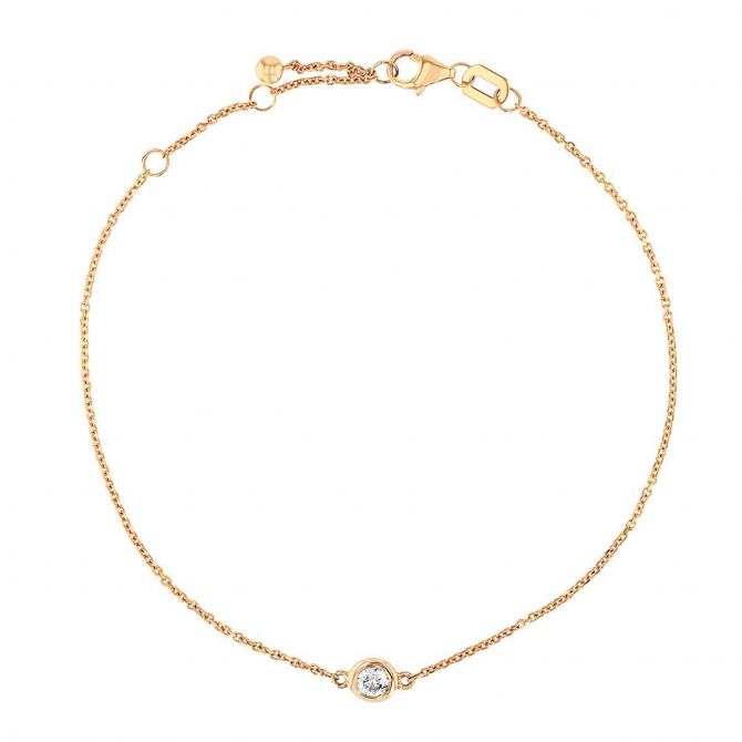 Diamond Bezel Set Single Station Bracelet in Rose Gold