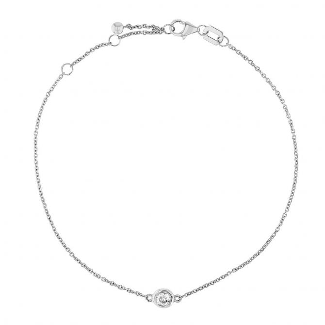 Diamond Bezel Set Single Station Bracelet in White Gold